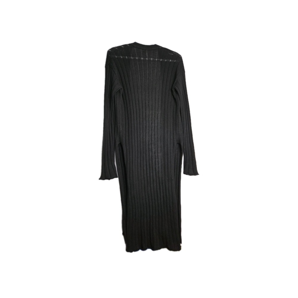 Free People Cardigan Womens XS Black Linen Blend Ribbed Grunge Whimsigoth Witchy - Picture 3 of 10